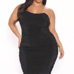 Fashion Nova All Ruched And Ready Midi Dress - Black -Fashion Nova Dresses Shop 06 02 21Studio3 DM TB 11 21 09 33 FS21C043 Black 1638 PLUS KL