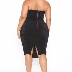 Fashion Nova All Ruched And Ready Midi Dress - Black -Fashion Nova Dresses Shop 06 02 21Studio3 DM TB 11 21 23 33 FS21C043 Black 1641 PLUS KL