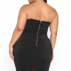 Fashion Nova All Ruched And Ready Midi Dress - Black -Fashion Nova Dresses Shop 06 02 21Studio3 DM TB 11 21 27 33 FS21C043 Black 1644 PLUS KL
