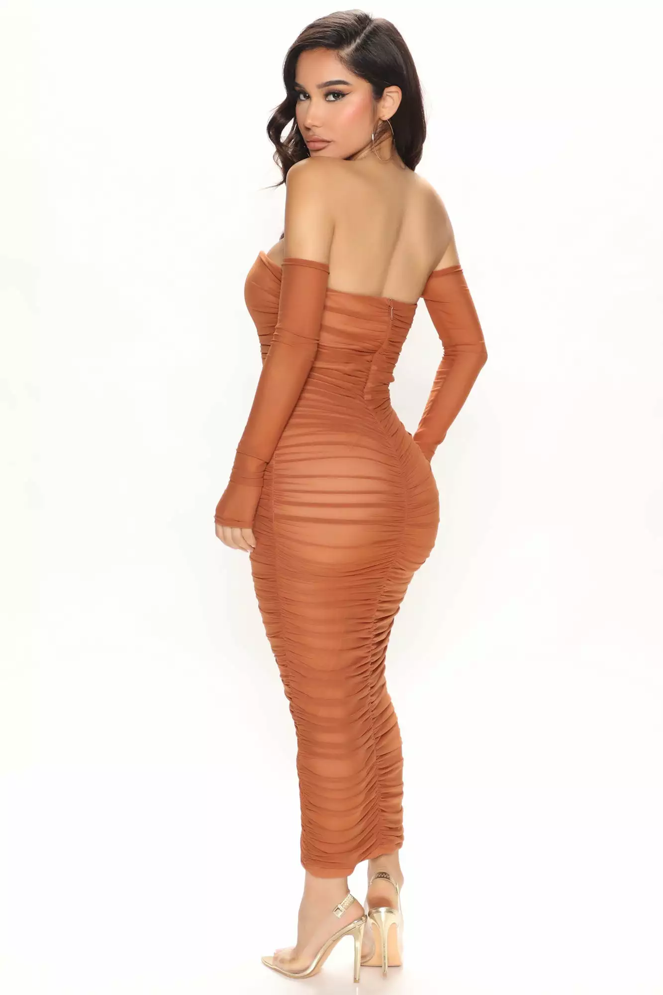 Fashion Nova Malani Mesh Midi Dress Set - Rust 5 Fashion Nova Malani Mesh Midi Dress Set - Rust - Image 3