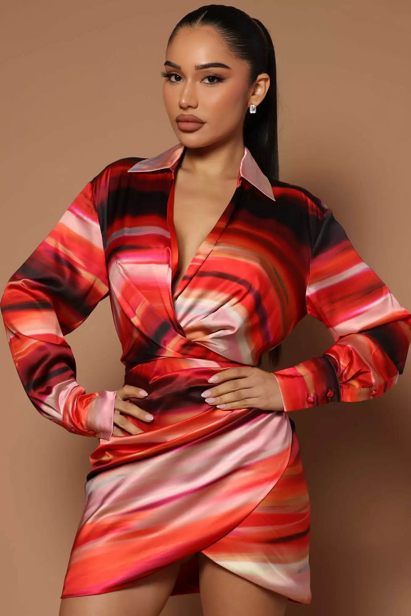 Fashion Nova Fay Satin Mini Dress - Orange/combo 5 Fashion Nova Fay Satin Mini Dress - Orange/combo - Image 3