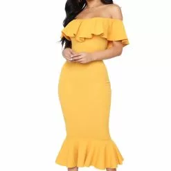 Fashion Nova Moments Like This Ruffle Dress - Mustard
