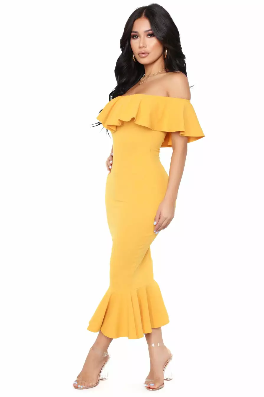 Fashion Nova Moments Like This Ruffle Dress - Mustard 5 Fashion Nova Moments Like This Ruffle Dress - Mustard - Image 3