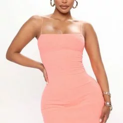Fashion Nova Simple Necessity Mini Dress - Neon Orange