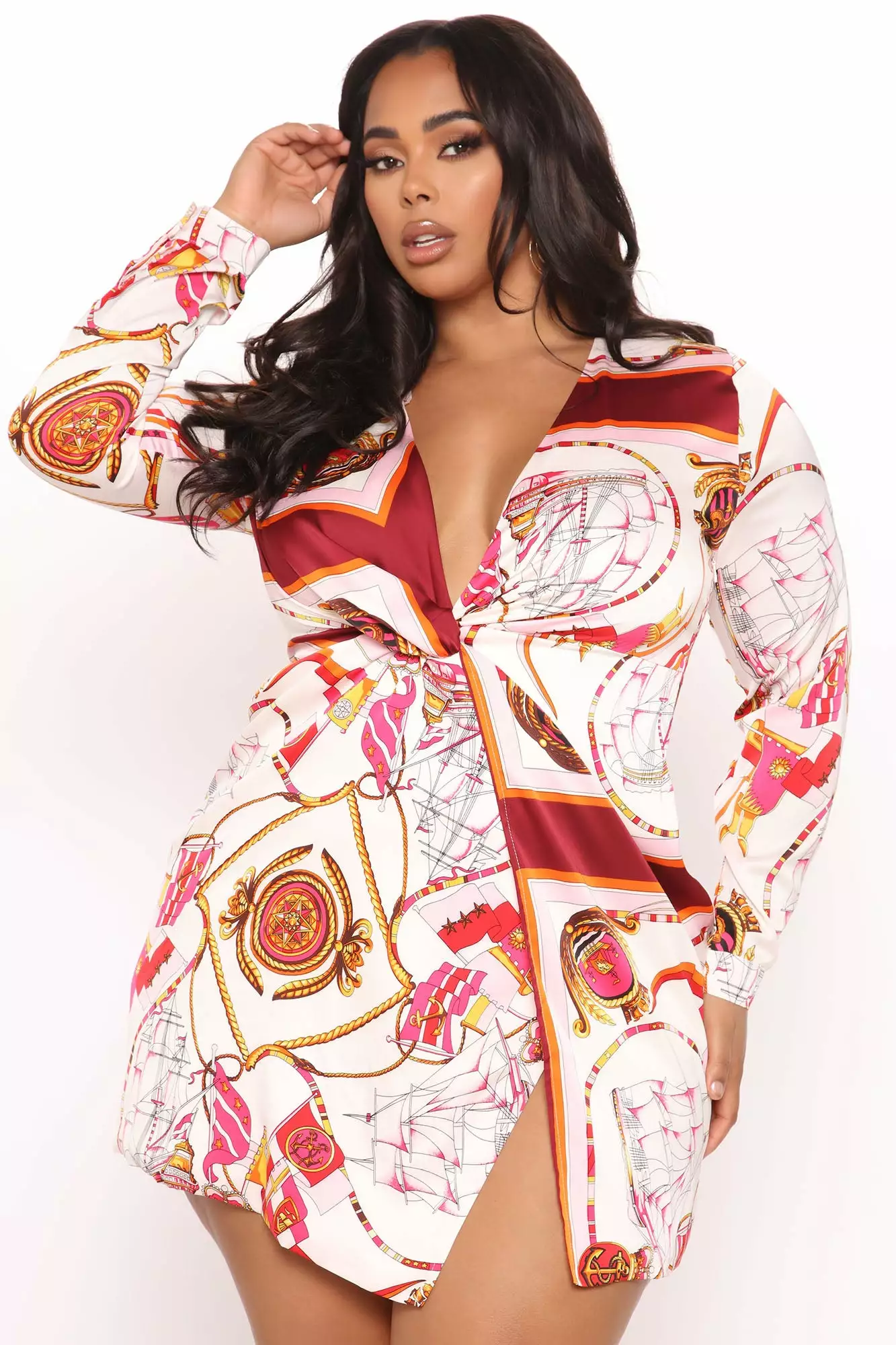 Fashion Nova Whole Lotta Class At Sea Satin Mini Dress - Pink/combo 11 Fashion Nova Whole Lotta Class At Sea Satin Mini Dress - Pink/combo - Image 9