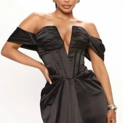 Fashion Nova Fancy This Satin Maxi Dress - Black -Fashion Nova Dresses Shop 06 07 22Studio4 CE AC 10 54 45 6 MD8006 Black 2441 JB