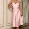 Fashion Nova Bridal Duties Satin Midi Dress - Blush