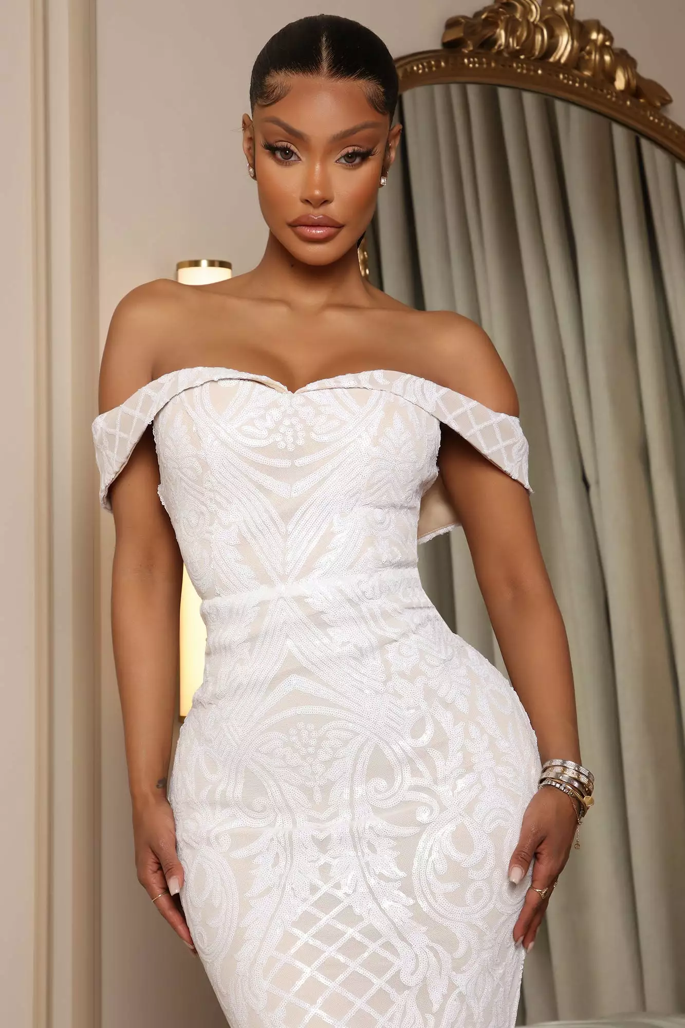 Fashion Nova Viola Sequin Maxi Dress - White 4 Fashion Nova Viola Sequin Maxi Dress - White - Image 2