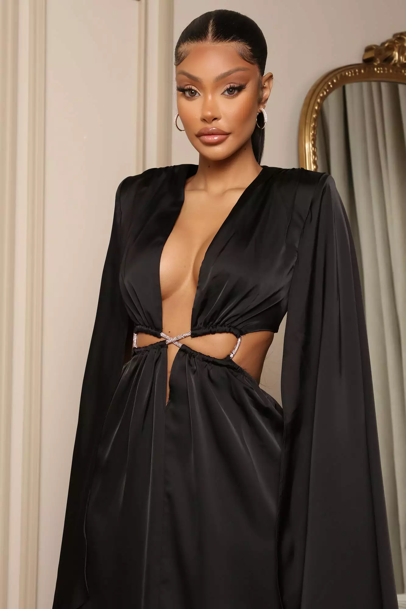 Fashion Nova Bring The Drama Satin Maxi Dress - Black 4 Fashion Nova Bring The Drama Satin Maxi Dress - Black - Image 2