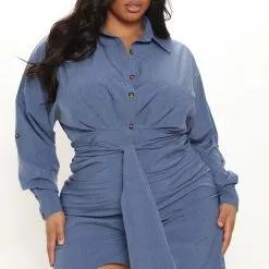 Fashion Nova Clara Maxi Shirt Dress - Navy -Fashion Nova Dresses Shop 06 10 21Studio1 ME SA 11 56 37 54 5193D Navy 6785 PLUS WG