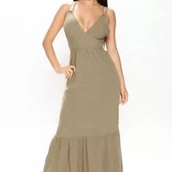 Fashion Nova Tulum Coastline Maxi Dress - Olive