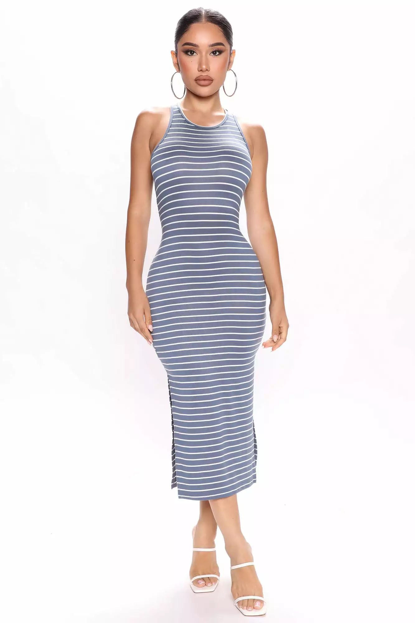 Fashion Nova Jackie Striped Midi Dress - Blue/combo 3 Fashion Nova Jackie Striped Midi Dress - Blue/combo