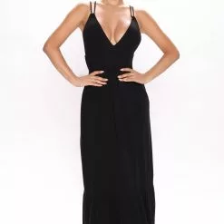 Fashion Nova Tulum Coastline Maxi Dress - Black