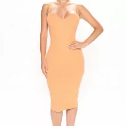 Fashion Nova Aria Midi Dress - Orange