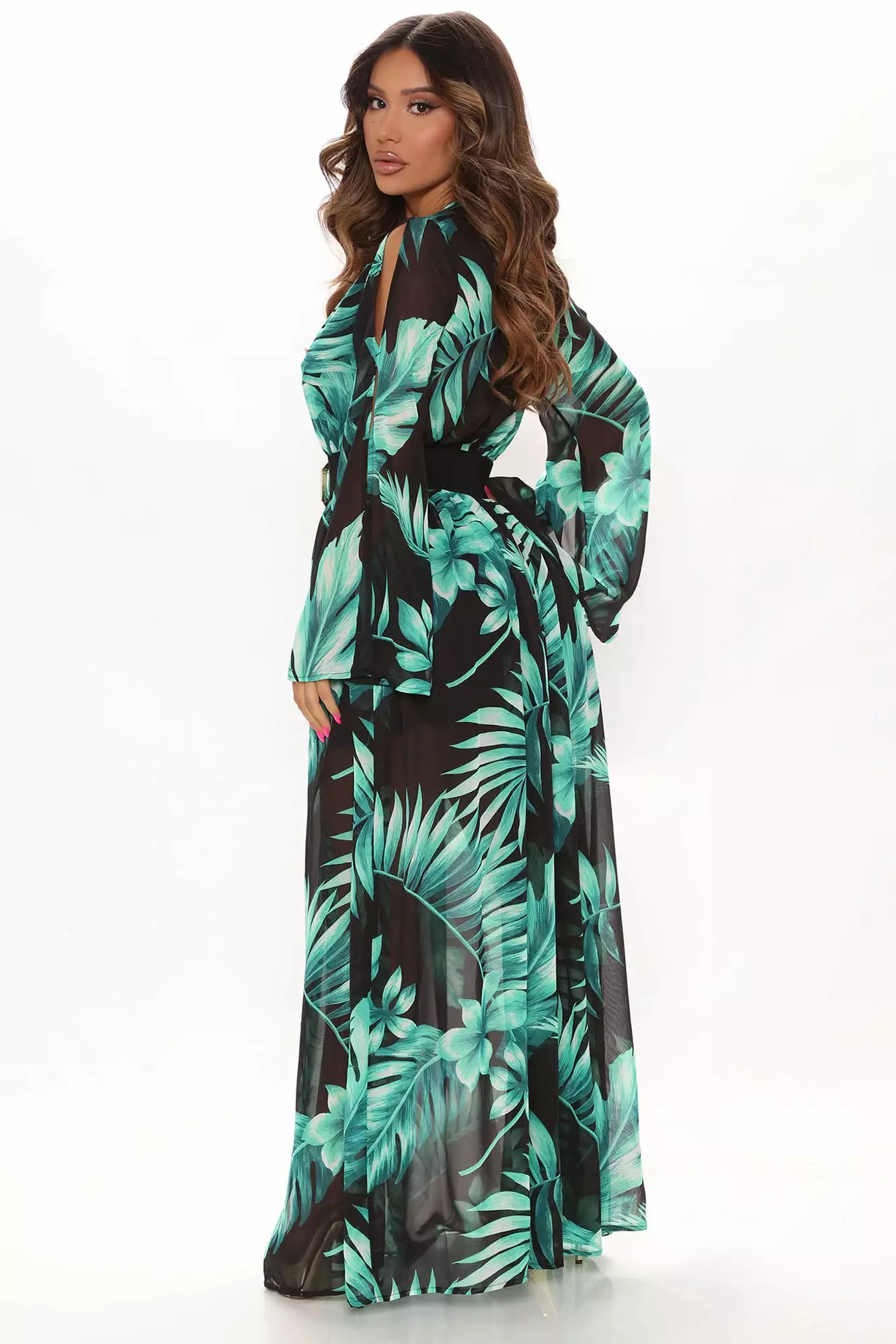 Fashion Nova Tropical Bestie Maxi Dress - Black/Green 5 Fashion Nova Tropical Bestie Maxi Dress - Black/Green - Image 3