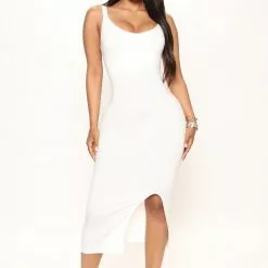 Fashion Nova Aura Midi Dress - White