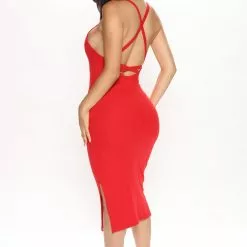 Fashion Nova Jamie Ribbed Midi Dress - Red -Fashion Nova Dresses Shop 06 17 22Studio2 MS K 09 20 21 3 DB2508 Red 1018 PB