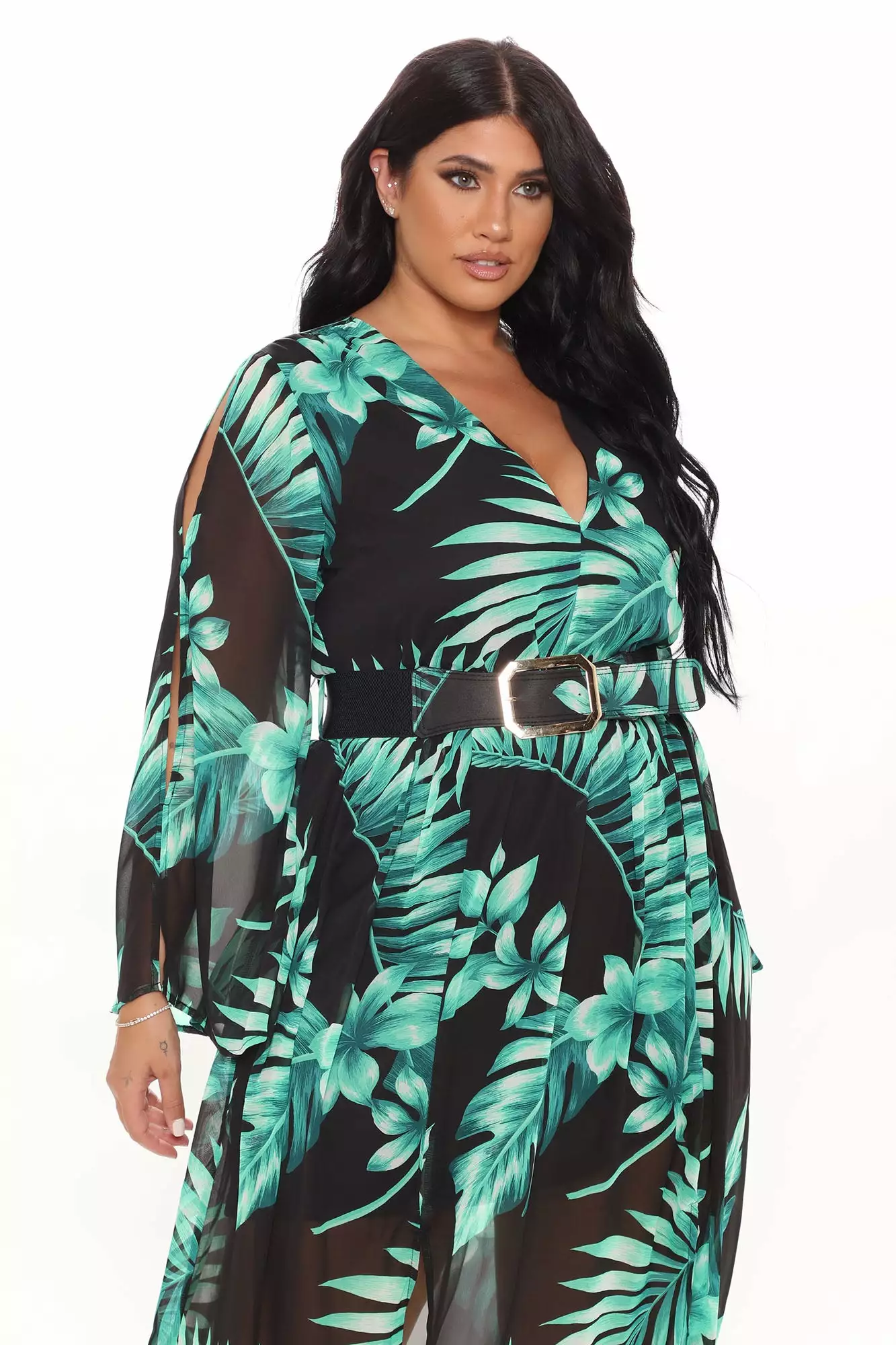 Fashion Nova Tropical Bestie Maxi Dress - Black/Green 8 Fashion Nova Tropical Bestie Maxi Dress - Black/Green - Image 6