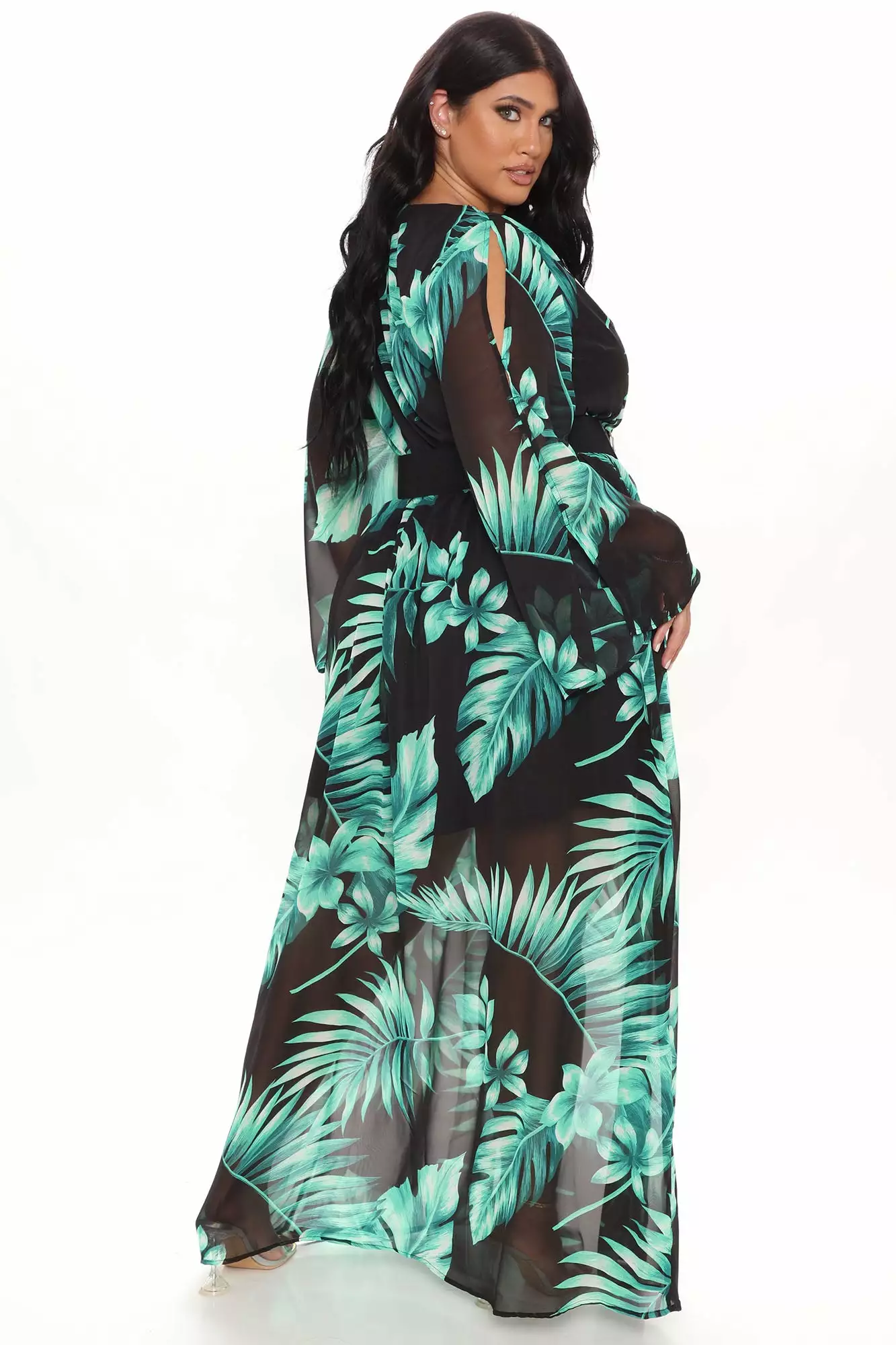 Fashion Nova Tropical Bestie Maxi Dress - Black/Green 9 Fashion Nova Tropical Bestie Maxi Dress - Black/Green - Image 7