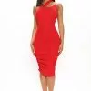 Fashion Nova Zoey Cut Out Midi Dress - Red