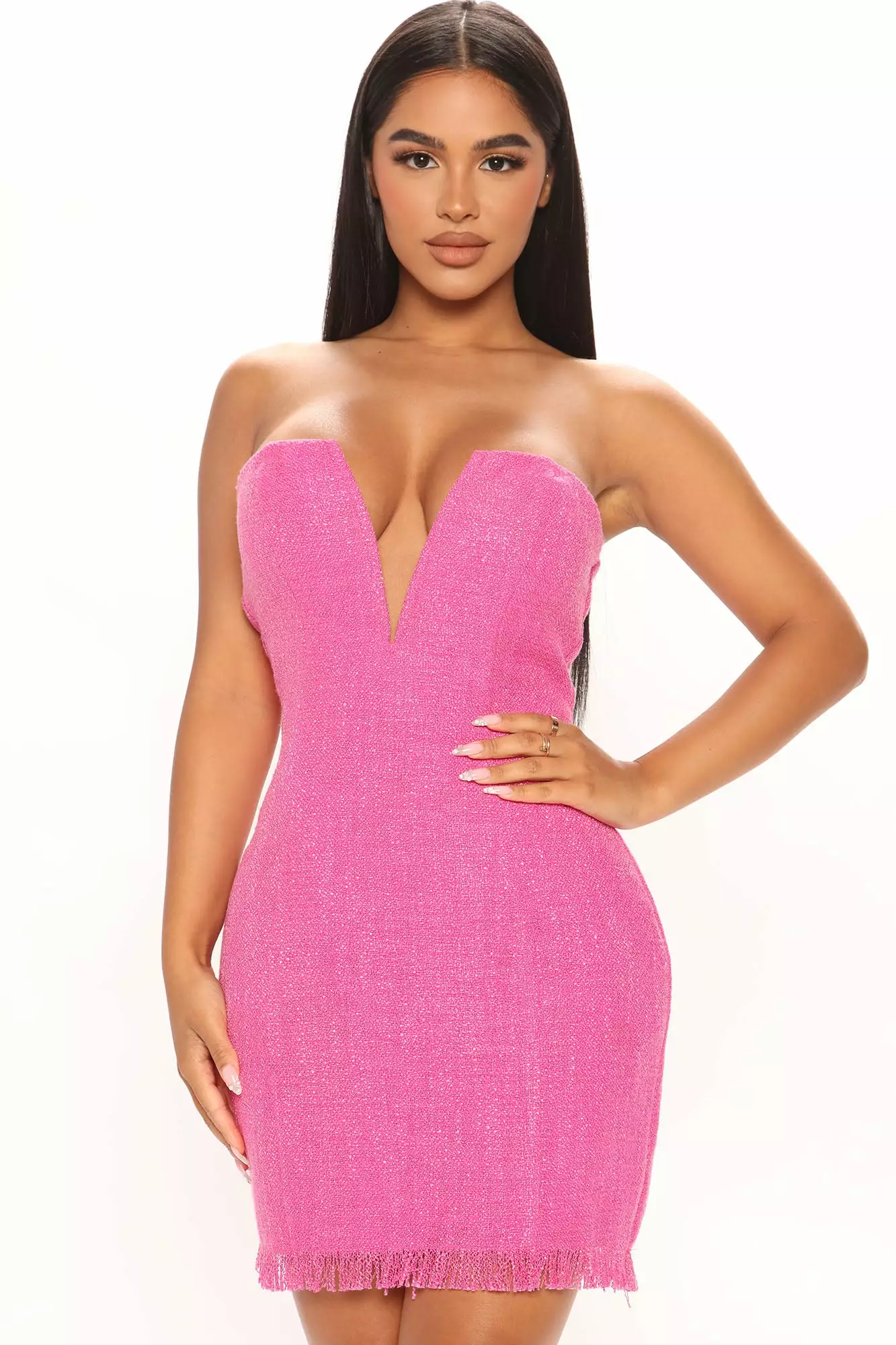 Fashion Nova Petite Celeste Tweed Mini Dress - Pink 4 Fashion Nova Petite Celeste Tweed Mini Dress - Pink - Image 2