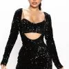 Fashion Nova Saturday Night Glam Sequin Dress Set - Black