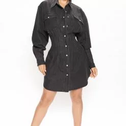 Fashion Nova Street Mood Denim Mini Dress - Black -Fashion Nova Dresses Shop 06 21 22Studio2 KJ ON 09 29 46 5 ID4848 Black 0057 EH