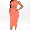 Fashion Nova Best Of Me Midi Dress - Coral