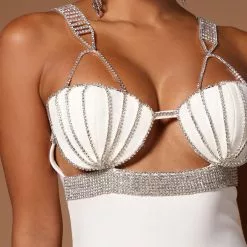 Fashion Nova Naomi Embellished Bandage Mini Dress - White -Fashion Nova Dresses Shop 06 23 22Studio1 CE KP 11 27 01 14 GWC100 White 0691 EH