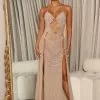 Fashion Nova In The Spotlight Rhinestone Maxi Dress - Nude