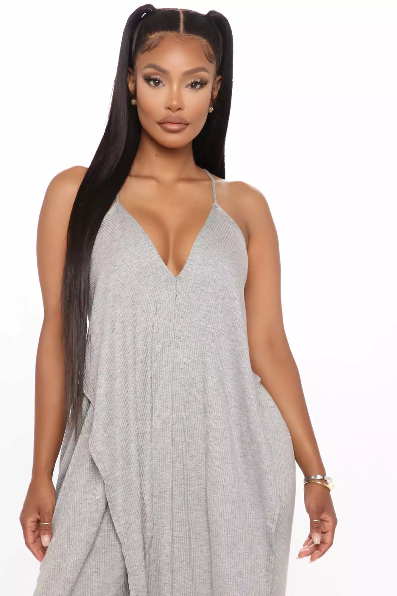 Fashion Nova Come This Way Ribbed Maxi Dress - Heather Grey 4 Fashion Nova Come This Way Ribbed Maxi Dress - Heather Grey - Image 2