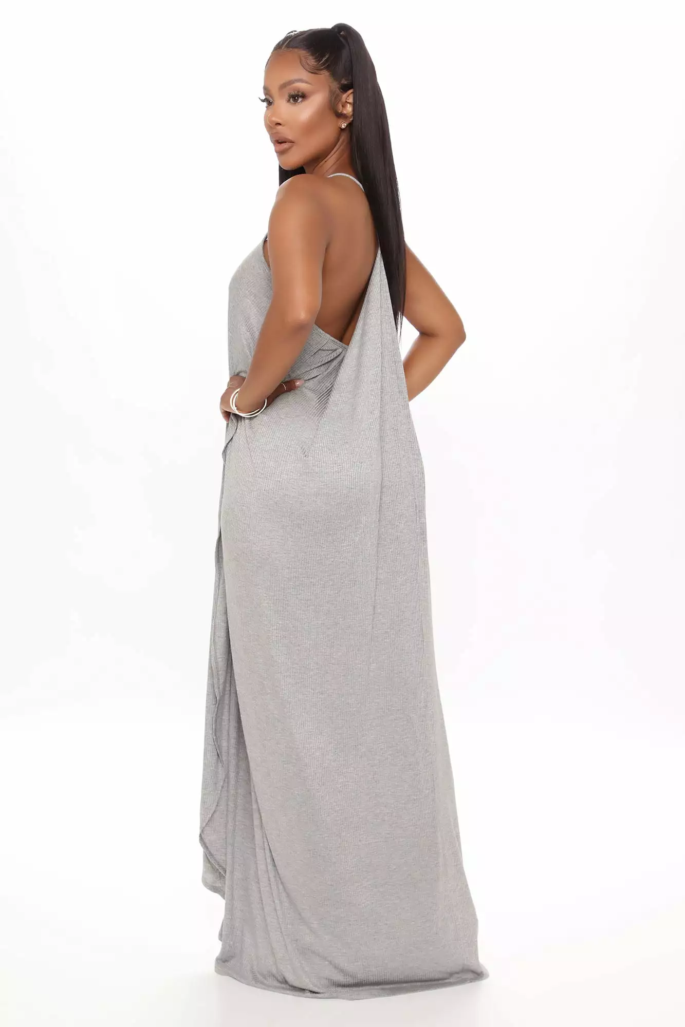 Fashion Nova Come This Way Ribbed Maxi Dress - Heather Grey 5 Fashion Nova Come This Way Ribbed Maxi Dress - Heather Grey - Image 3