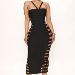 Fashion Nova Hudson Bandage Midi Dress - Black