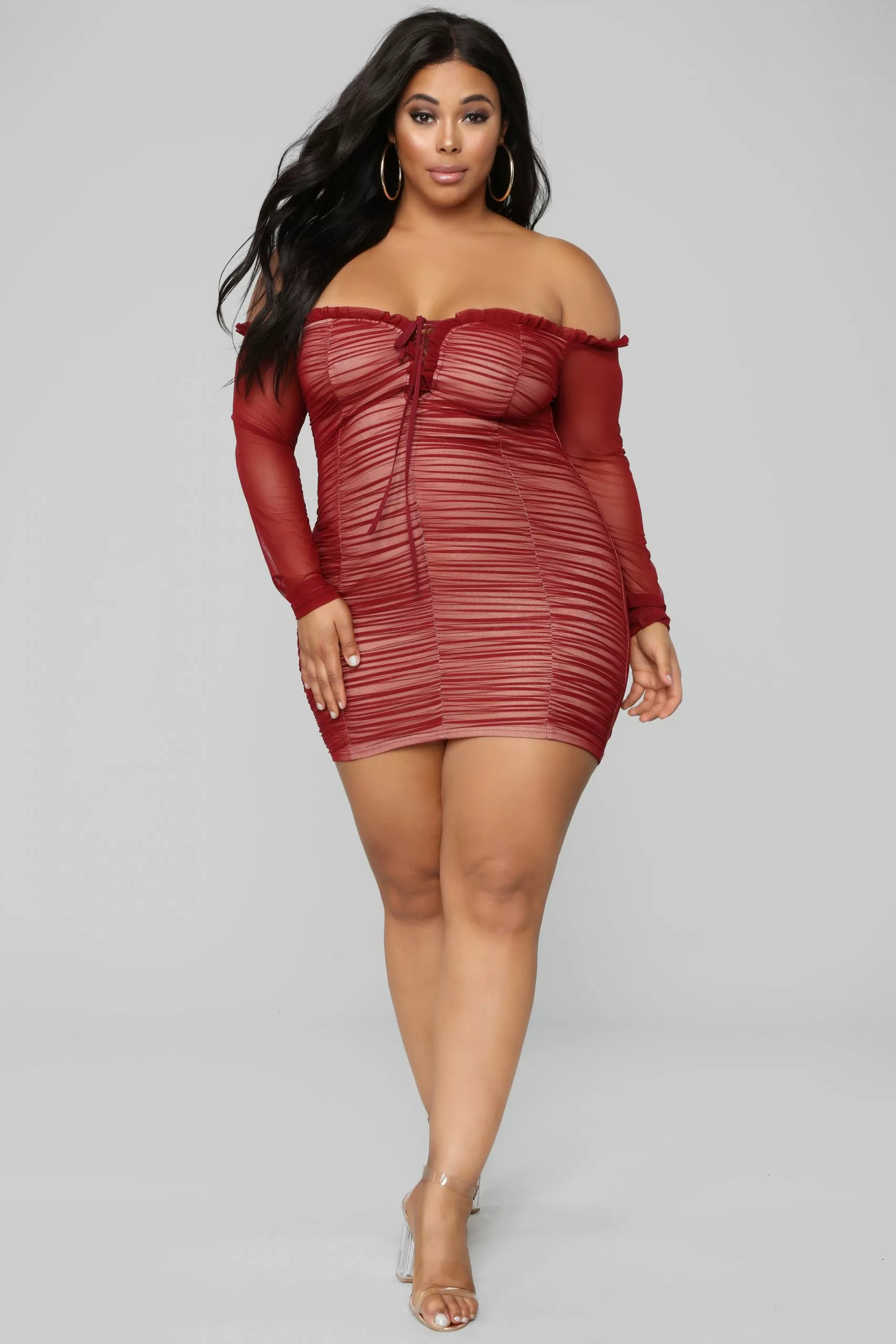 Fashion Nova Maura Mesh Dress - Burgundy 10 Fashion Nova Maura Mesh Dress - Burgundy - Image 8