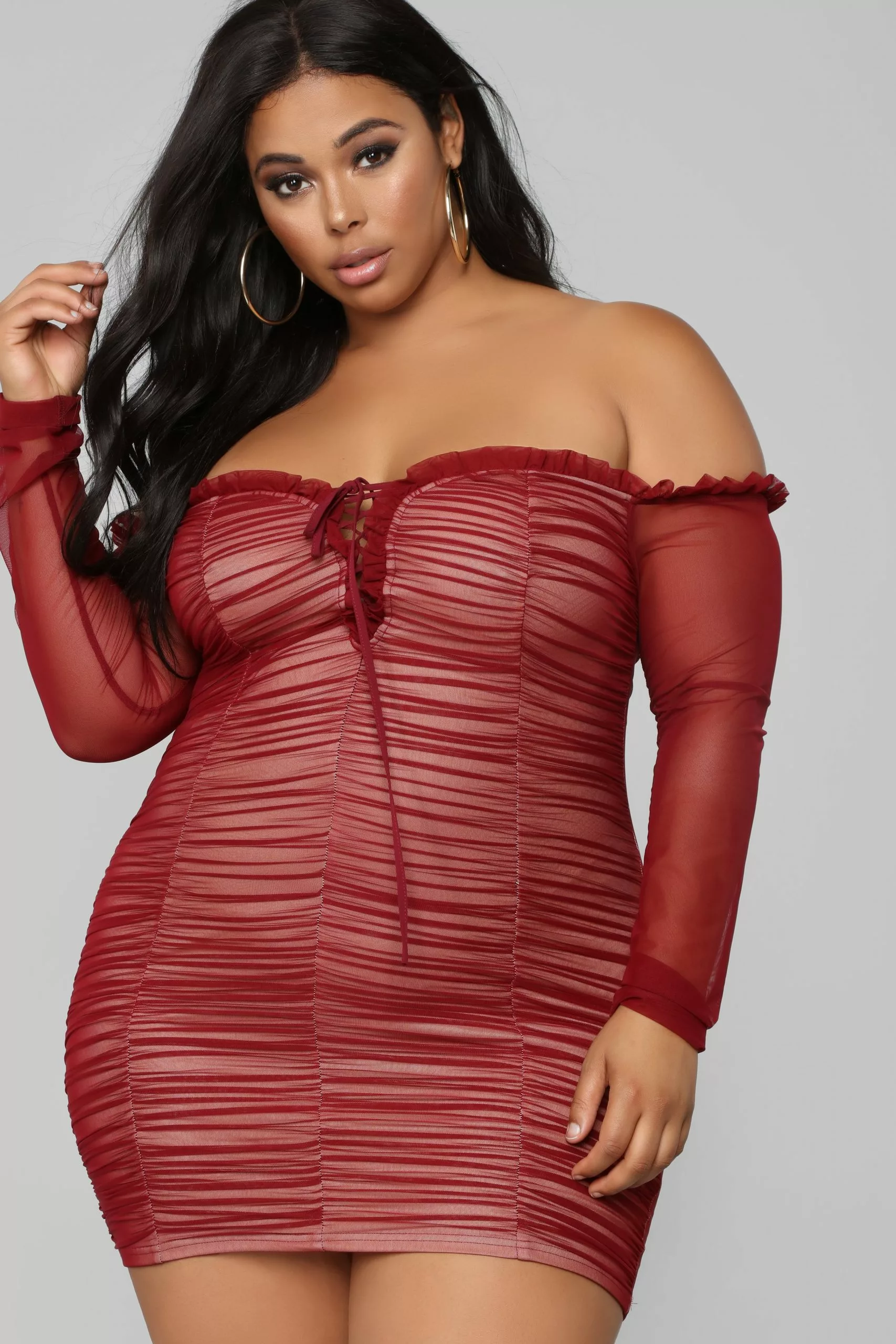 Fashion Nova Maura Mesh Dress - Burgundy 9 Fashion Nova Maura Mesh Dress - Burgundy - Image 7