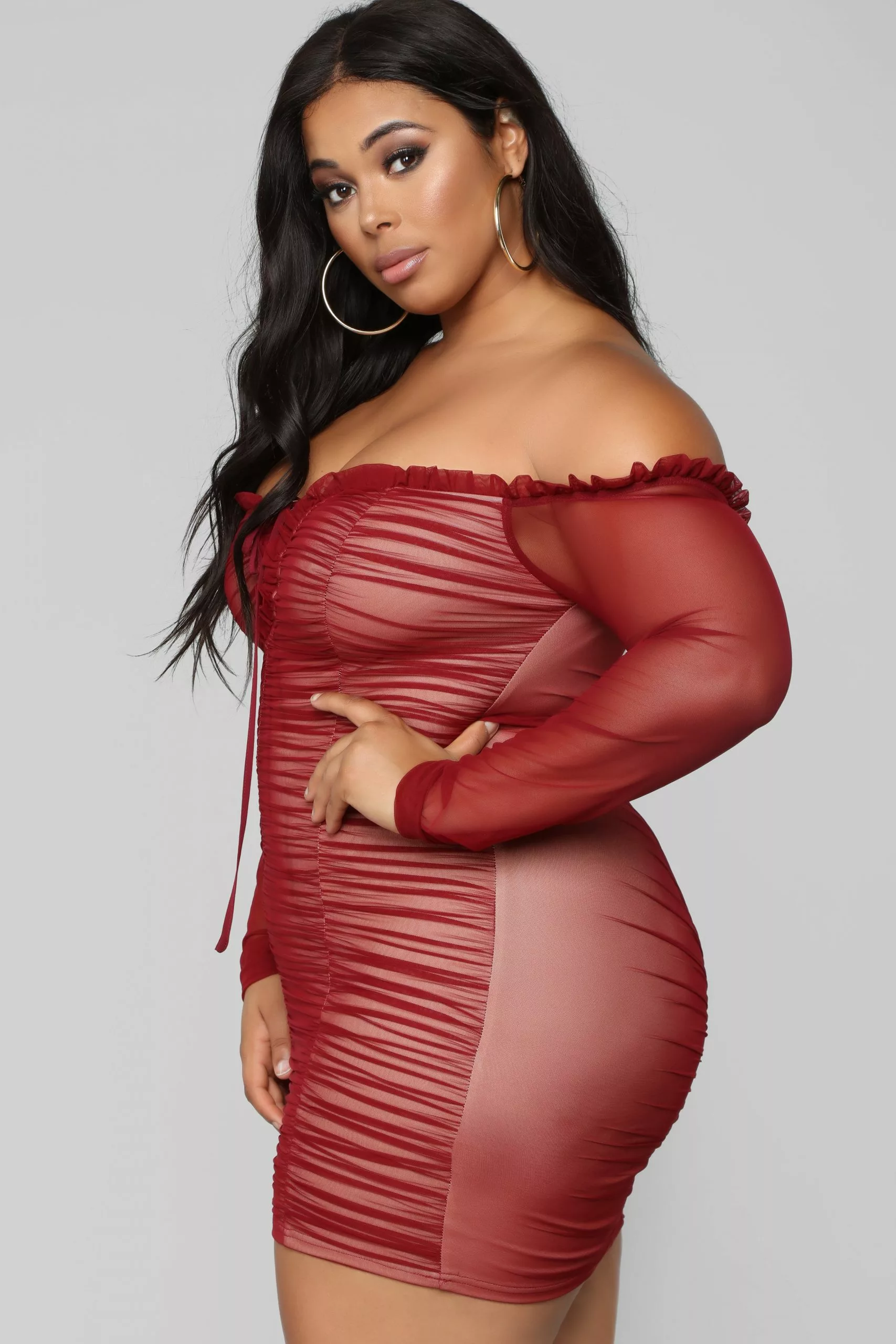 Fashion Nova Maura Mesh Dress - Burgundy 11 Fashion Nova Maura Mesh Dress - Burgundy - Image 9