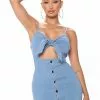 Fashion Nova Feeling Distant Denim Mini Dress - Medium Wash -Fashion Nova Dresses Shop 06 28 21Studio6 RT KP 10 58 26 25 BD04901 MediumWash 0371 WG