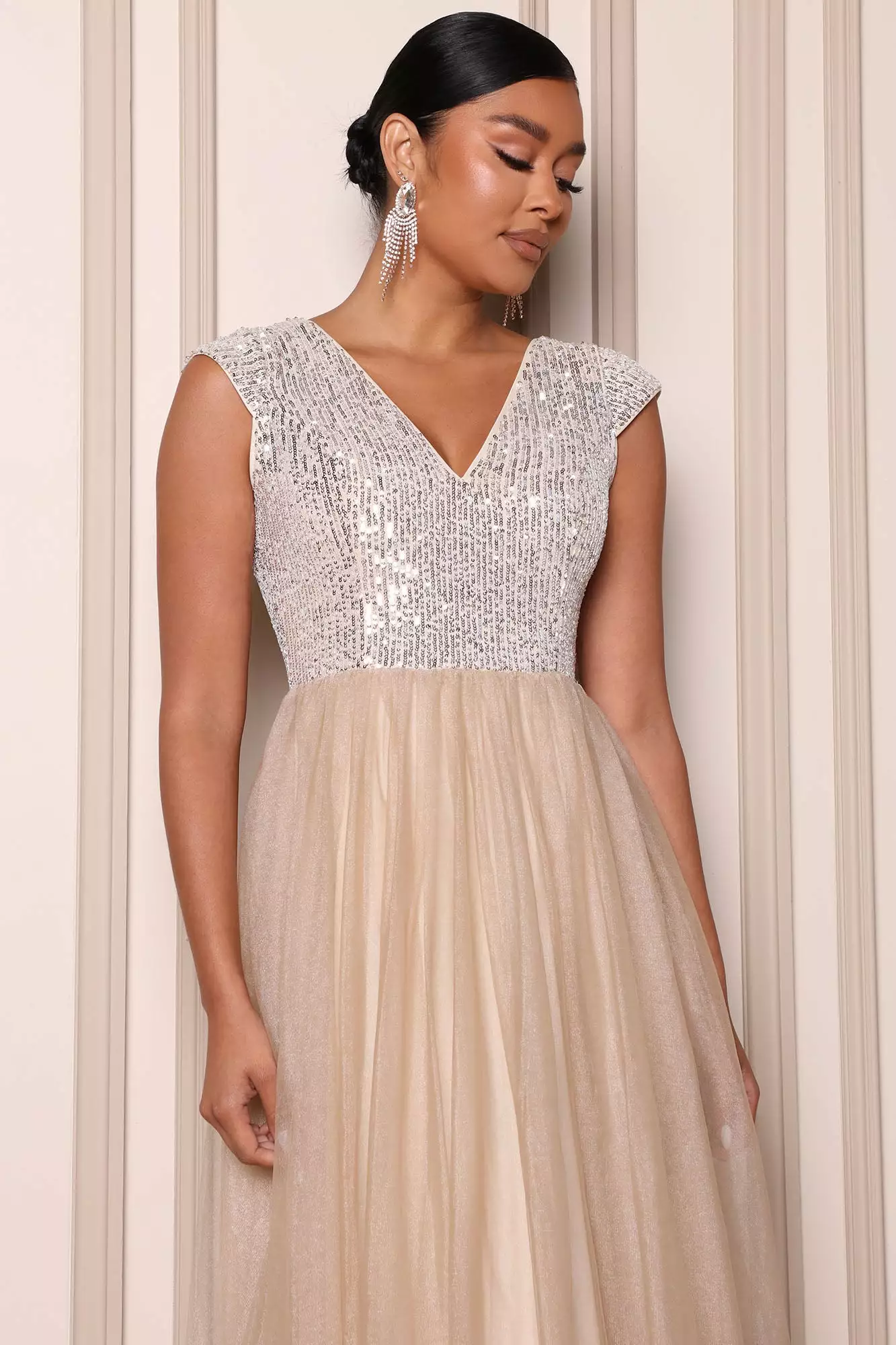 Fashion Nova Raise A Glass Maxi Dress - Beige 4 Fashion Nova Raise A Glass Maxi Dress - Beige - Image 2