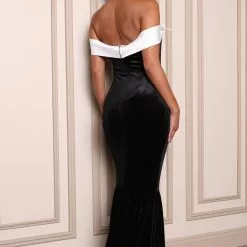 Fashion Nova Red Carpet Moment Velvet Maxi Dress - Black/White -Fashion Nova Dresses Shop 06 28 22Studio1 CE KP 10 24 29 14 751061 BlackWhite 1619 JB