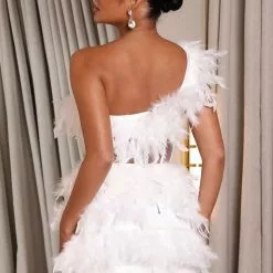 Fashion Nova Mila Feather Mini Dress - White -Fashion Nova Dresses Shop 06 28 22Studio1 CE KP 11 47 48 40 BD1863 White 1960 KS
