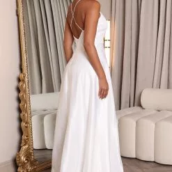 Fashion Nova Lace Dream Satin Maxi Dress - White -Fashion Nova Dresses Shop 06 28 22Studio1 CE KP 11 51 44 42 MF21187 White 1995 KS