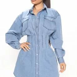 Fashion Nova Street Mood Denim Mini Dress - Light Wash -Fashion Nova Dresses Shop 06 28 22Studio2 KJ SS 13 37 17 63 ID4848 LightWash 3345 SG