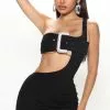 Fashion Nova Buckle Up Boo Mini Dress - Black