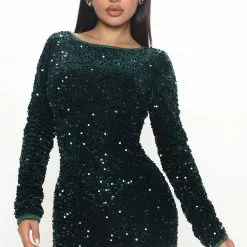 Fashion Nova All That Glitz Sequin Mini Dress - Green