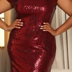 Fashion Nova Evening Views Sequin Maxi Dress - Burgundy -Fashion Nova Dresses Shop 06 29 22Studio5 ME KP 09 47 59 4 9019 Burgundy P 2369 PLUS SG