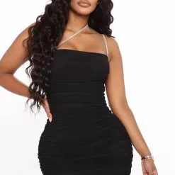 Fashion Nova Center Of The Party Ruched Mini Dress - Black -Fashion Nova Dresses Shop 06 30 20 JP DJ 10 44 45 8 73204 Black P 3831 JK