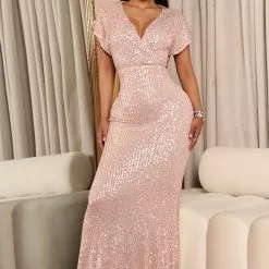 Fashion Nova One Last Dance Sequin Maxi Dress - Champagne