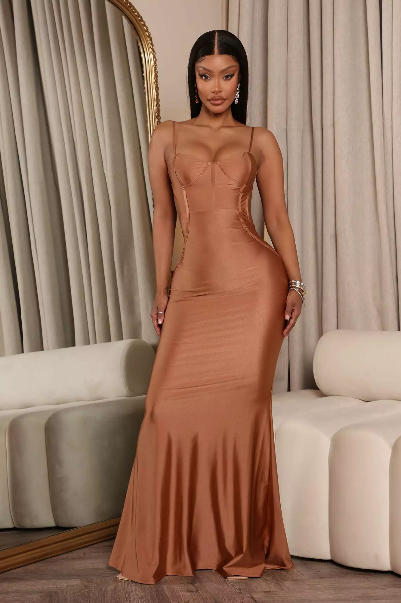 Fashion Nova Shine And Fine Backless Maxi Dress - Bronze 3 Fashion Nova Shine And Fine Backless Maxi Dress - Bronze