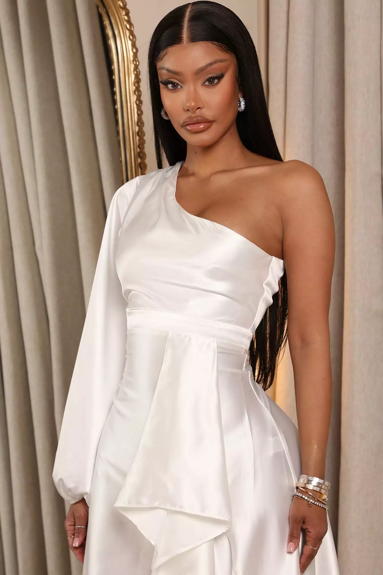 Fashion Nova Romance In The Air Satin Maxi Dress - Ivory 4 Fashion Nova Romance In The Air Satin Maxi Dress - Ivory - Image 2