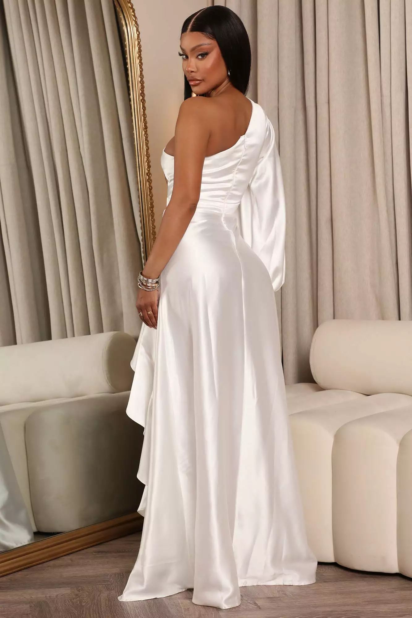 Fashion Nova Romance In The Air Satin Maxi Dress - Ivory 5 Fashion Nova Romance In The Air Satin Maxi Dress - Ivory - Image 3